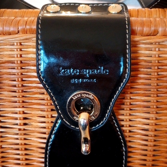 REDUCED! Rare Kate Spade Havana Collection Wicker Patent Leather Avita Satchel - Picture 3 of 15